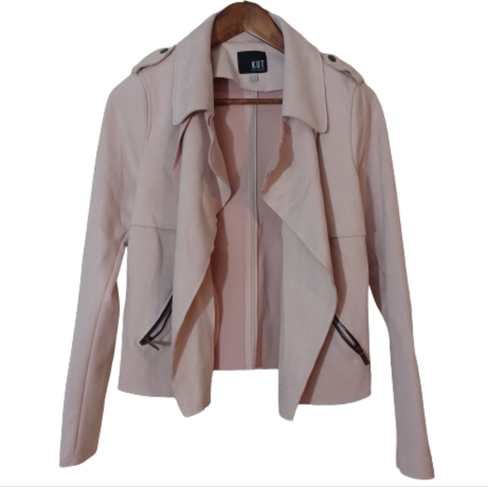 Kut From The Kloth Classic Jacee Draped Moto Jacket Pink Size Medium